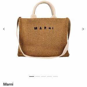 Marni loge embroided Woven Tote Bag small